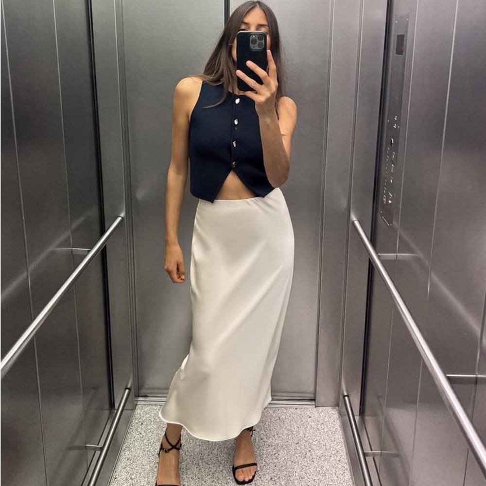 zara silk skirt